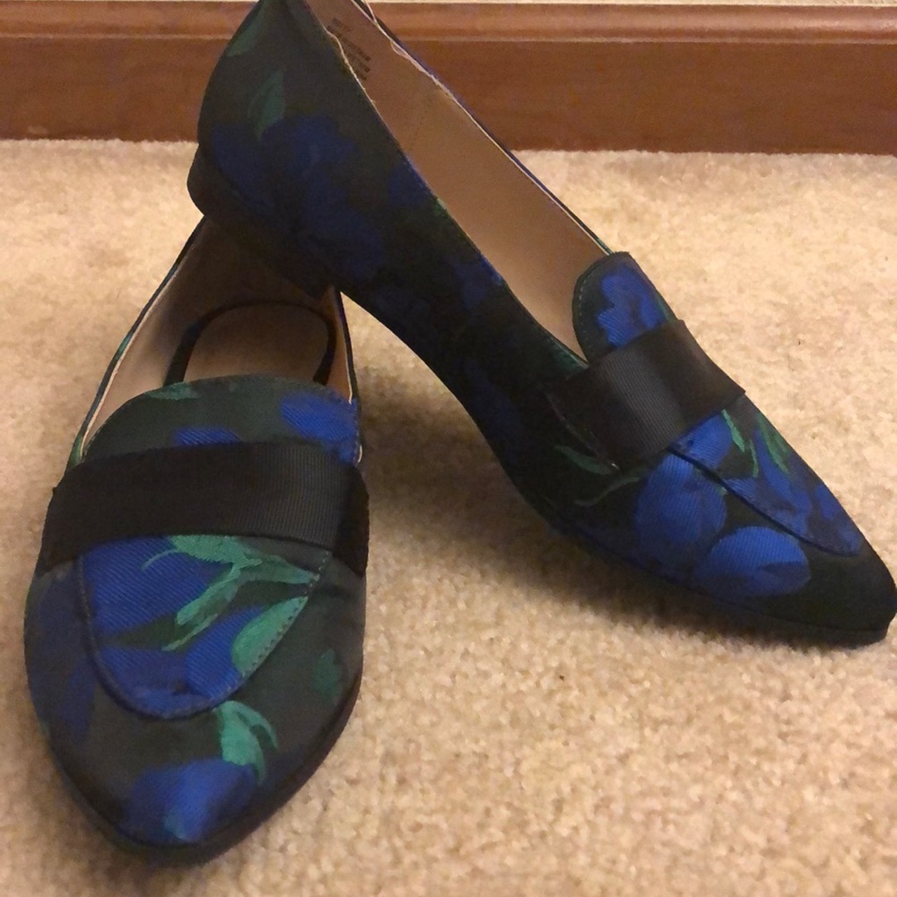 Kelly and Katie blue and green floral loafers